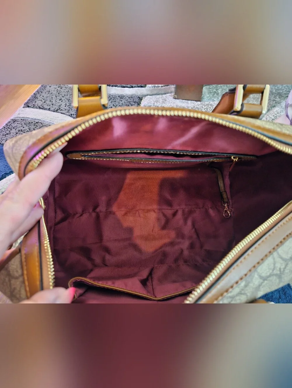 Non-branded Brown And Tan Domed Handbag